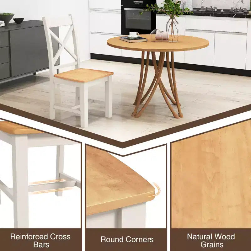 Costway Sedie da Pranzo Moderne in Legno Set da 4 con Schienale Alto e Struttura in Legno di Caucciù Senza Braccioli