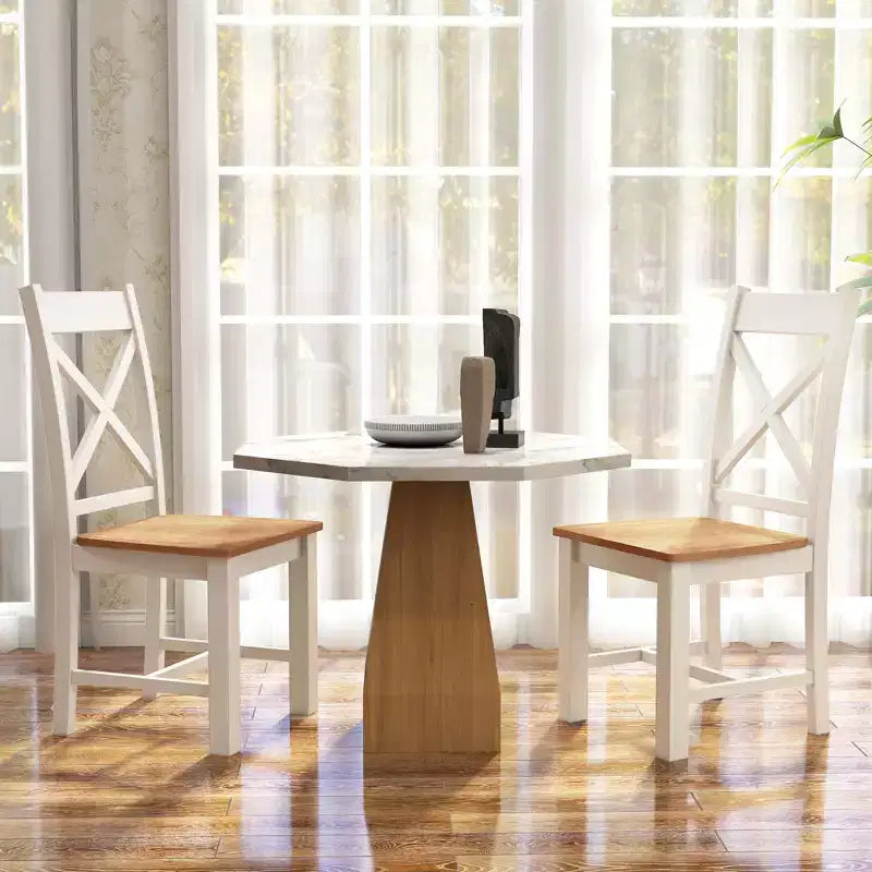 Costway Sedie da Pranzo Moderne in Legno Set da 4 con Schienale Alto e Struttura in Legno di Caucciù Senza Braccioli
