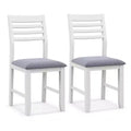 Costway Wooden Dining Chair Set of 2 Kitchen Side Chairs w/ Rubber Wood Frame Ladder Back White