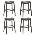 Costway Set of 4 Saddle Bar Stools Bar Height Kitchen Chairs w/ Rubber Wood Legs