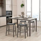 Costway Set di 4 Sgabelli da Bar a Sella Sedie da Cucina Altezza Bar con Gambe in Legno di Gomma