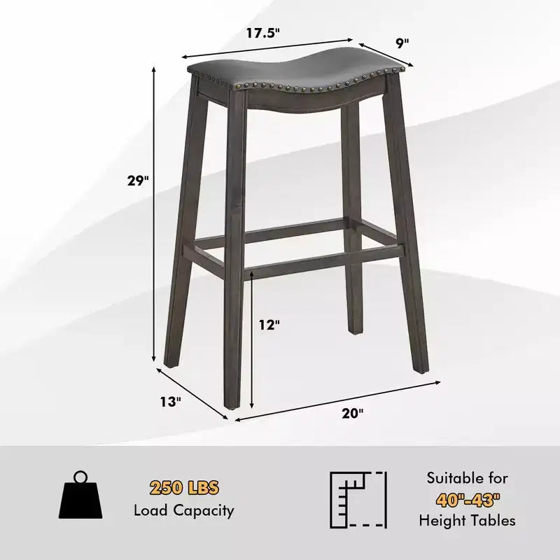Costway Set di 4 Sgabelli da Bar a Sella Sedie da Cucina Altezza Bar con Gambe in Legno di Gomma