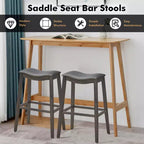 Costway Set di 4 Sgabelli da Bar a Sella Sedie da Cucina Altezza Bar con Gambe in Legno di Gomma
