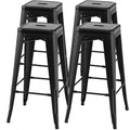 Costway 30 Set of 4 Stackable Backless Metal Bar Stools w/ Footrest for Kitchen