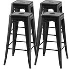 Costway 30 Set of 4 Stackable Backless Metal Bar Stools w/ Footrest for Kitchen