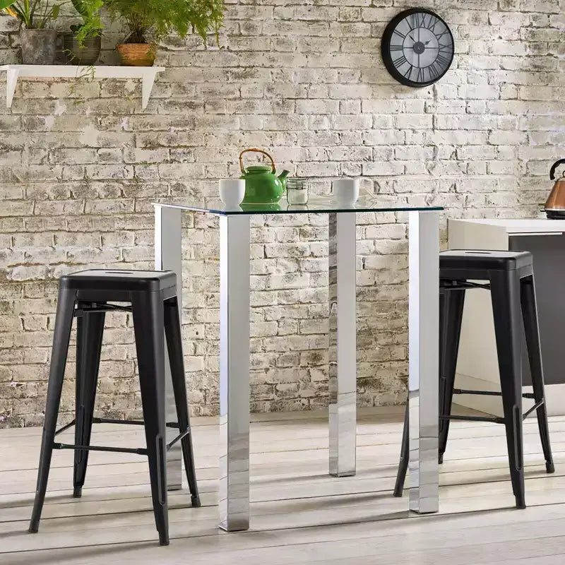 Costway Set di 4 Sgabelli da Bar in Metallo Senza Schienale Impilabili con Poggiapiedi per Cucina