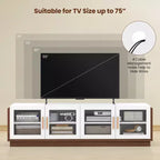 Mobile TV Grande Costway per TV fino a 75", Tavolo Consolle con 4 Ante in Vetro Temperato