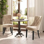 Set di 2 sedie da pranzo imbottite Costway, sedie con schienale ad alette trapuntate e gambe in legno massiccio