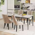 Set di 2 sedie da pranzo imbottite Costway, sedie con schienale ad alette trapuntate e gambe in legno massiccio