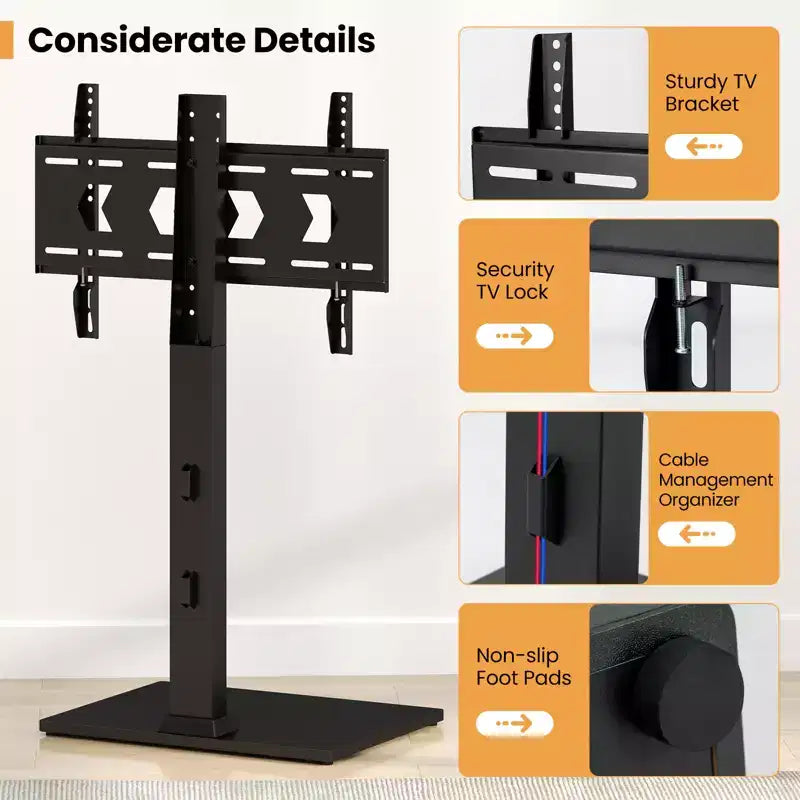 Costway Supporto da Pavimento per TV, Universale per TV da 32-70 Pollici fino a 50 kg, Base di Montaggio