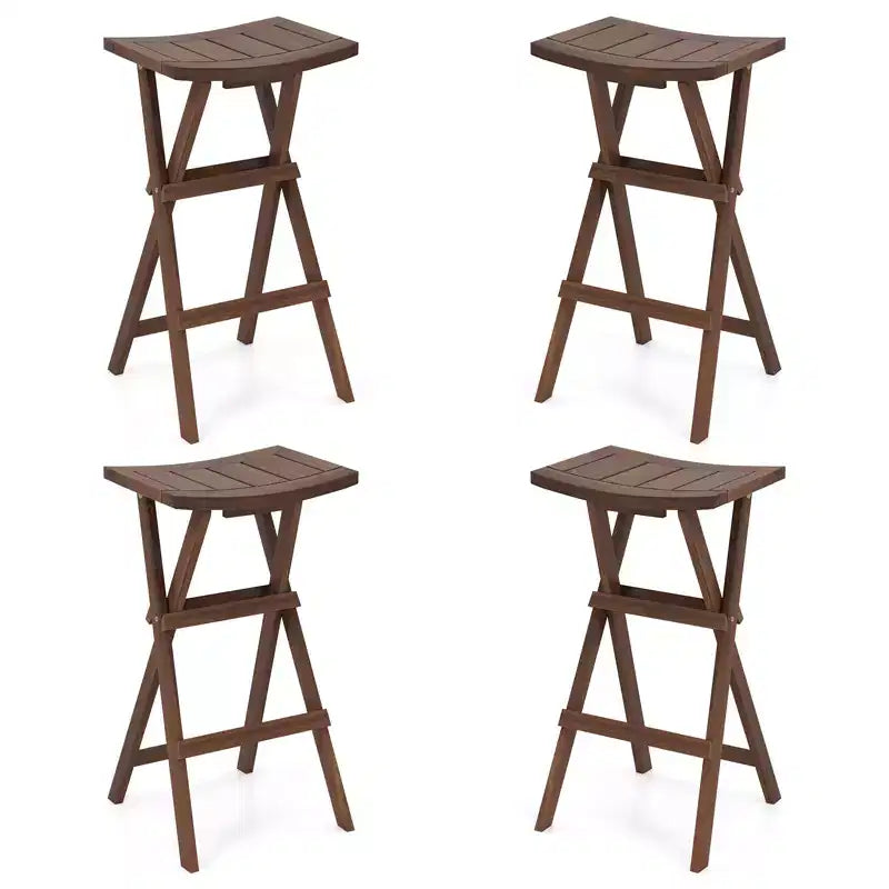 Costway Bar Stools Set of 4 30 Folding Bar Height Stools w/ Saddle Seat & Footrest