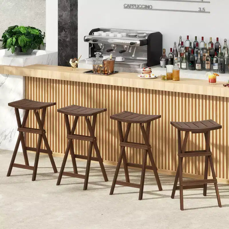 Sgabelli da Bar Costway Set da 4 Sgabelli Pieghevoli da 76 cm con Seduta a Sella e Poggiapiedi