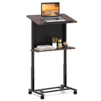Costway Rolling Podium Stand 40.5-49 Height Adjustable Lectern Table Mobile Pulpit