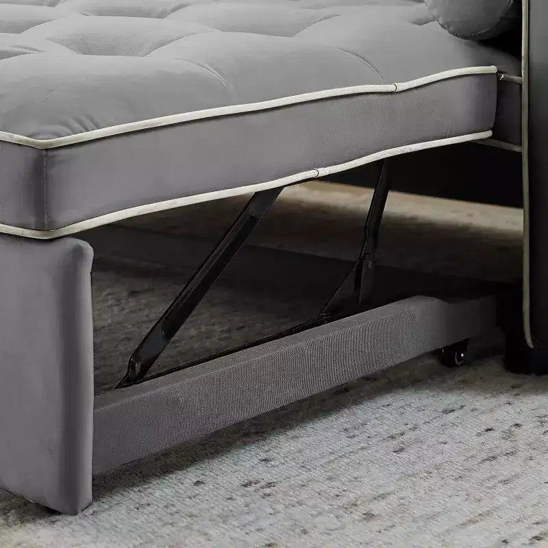 TUYOHW Divano Letto Estraibile da 55,5 Pollici, Divanetto con Schienale Regolabile, Tasche Laterali e 2 Cuscini, Divano Convertibile in Velluto per Piccoli Spazi