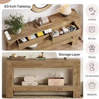 Console da ingresso Lantine 63 in legno con 2 cassetti, tavolo da ingresso in stile rustico con ripiano portaoggetti, tavolo da divano per soggiorno, corridoio