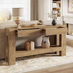 Console da ingresso Lantine 63 in legno con 2 cassetti, tavolo da ingresso in stile rustico con ripiano portaoggetti, tavolo da divano per soggiorno, corridoio