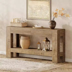 Console da ingresso Lantine 63 in legno con 2 cassetti, tavolo da ingresso in stile rustico con ripiano portaoggetti, tavolo da divano per soggiorno, corridoio