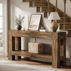 Console da ingresso Lantine 63 in legno con 2 cassetti, tavolo da ingresso in stile rustico con ripiano portaoggetti, tavolo da divano per soggiorno, corridoio