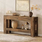 Console da ingresso Lantine 63 in legno con 2 cassetti, tavolo da ingresso in stile rustico con ripiano portaoggetti, tavolo da divano per soggiorno, corridoio