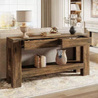 Console da ingresso Lantine 63 in legno con 2 cassetti, tavolo da ingresso in stile rustico con ripiano portaoggetti, tavolo da divano per soggiorno, corridoio