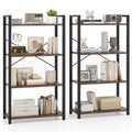 Costway 2PCS 47 Floor Bookcase w/ Shelves Heavy Duty Metal Frame & Anti-Toppling Kits