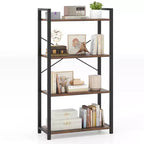 Costway Libreria da Terra 2PZ 120 cm con Ripiani, Struttura in Metallo Resistente e Kit Antiribaltamento