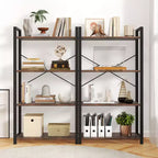 Costway Libreria da Terra 2PZ 120 cm con Ripiani, Struttura in Metallo Resistente e Kit Antiribaltamento