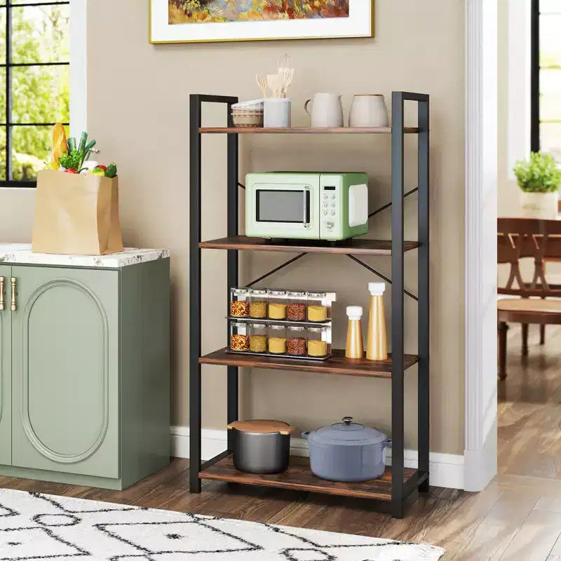 Costway Libreria da Terra 2PZ 120 cm con Ripiani, Struttura in Metallo Resistente e Kit Antiribaltamento