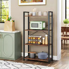 Costway Libreria da Terra 2PZ 120 cm con Ripiani, Struttura in Metallo Resistente e Kit Antiribaltamento