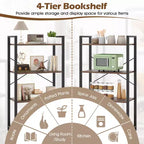 Costway Libreria da Terra 2PZ 120 cm con Ripiani, Struttura in Metallo Resistente e Kit Antiribaltamento