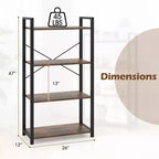 Costway Libreria da Terra 2PZ 120 cm con Ripiani, Struttura in Metallo Resistente e Kit Antiribaltamento