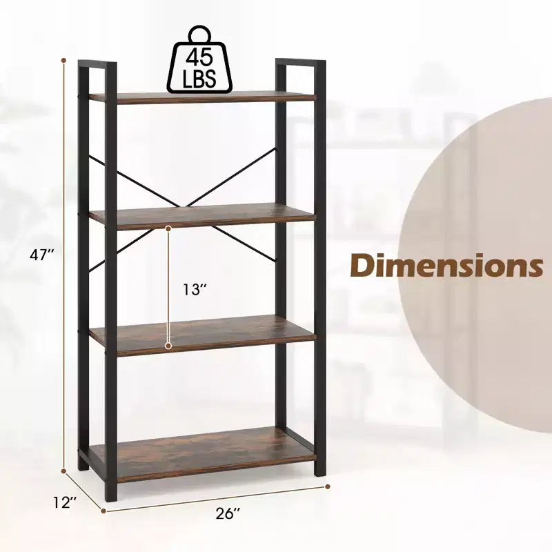 Costway Libreria da Terra 2PZ 120 cm con Ripiani, Struttura in Metallo Resistente e Kit Antiribaltamento