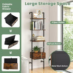Costway 2 pz Scaffale a 5 livelli con cassetti, libreria a scala da 70 cm da parete con struttura in metallo