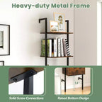 Costway 2 pz Scaffale a 5 livelli con cassetti, libreria a scala da 70 cm da parete con struttura in metallo
