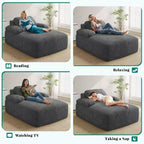 Balconera 55in Divano Chaise Lounge per Interni, Oversize, Imbottito in Corduroy, Senza Struttura, Letto, Nessun Montaggio Richiesto, Grigio