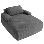 Balconera 55in Divano Chaise Lounge per Interni, Oversize, Imbottito in Corduroy, Senza Struttura, Letto, Nessun Montaggio Richiesto, Grigio