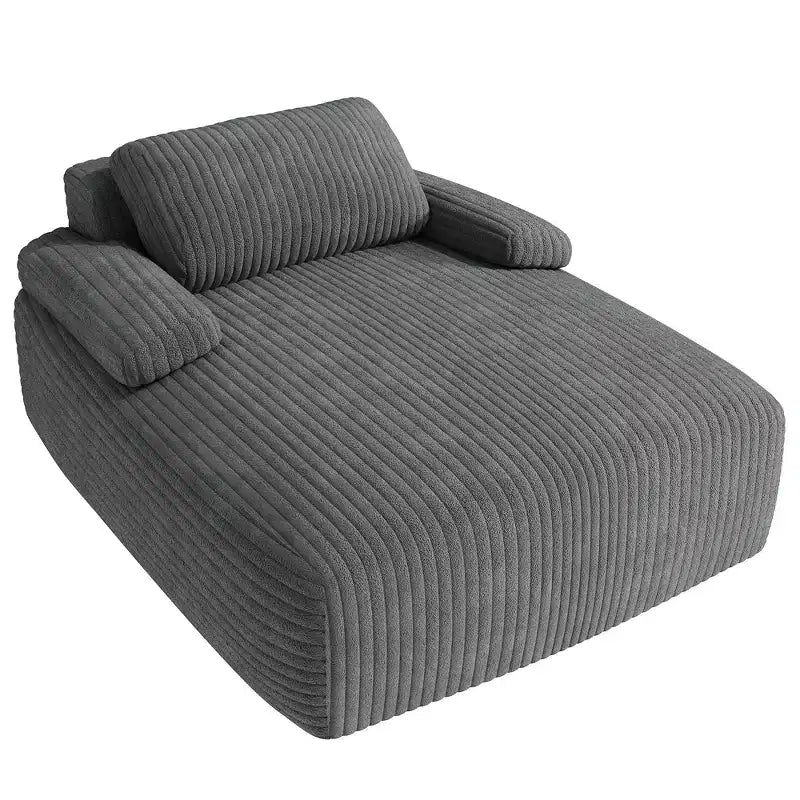 Balconera 55in Divano Chaise Lounge per Interni, Oversize, Imbottito in Corduroy, Senza Struttura, Letto, Nessun Montaggio Richiesto, Grigio