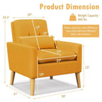 Costway Poltrona Accent Imbottita con Braccioli Trapuntati, Cuscino Lombare, Gambe in Legno di Gomma Naturale, Set da 2 Pezzi