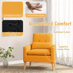 Costway Poltrona Accent Imbottita con Braccioli Trapuntati, Cuscino Lombare, Gambe in Legno di Gomma Naturale, Set da 2 Pezzi