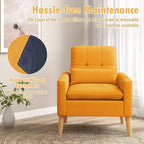 Costway Poltrona Accent Imbottita con Braccioli Trapuntati, Cuscino Lombare, Gambe in Legno di Gomma Naturale, Set da 2 Pezzi