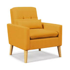 Costway Poltrona Accent Imbottita con Braccioli Trapuntati, Cuscino Lombare, Gambe in Legno di Gomma Naturale, Set da 2 Pezzi