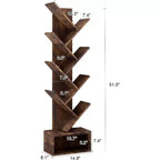 Libreria ad albero a 8 livelli con portaoggetti, scaffale alto da terra per soggiorno, camera da letto, ufficio, organizer multifunzione con finitura effetto legno
