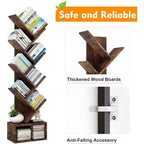 Libreria ad albero a 8 livelli con portaoggetti, scaffale alto da terra per soggiorno, camera da letto, ufficio, organizer multifunzione con finitura effetto legno