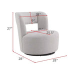 Poltrona girevole moderna Okak con rivestimento in tessuto bouclé, design curvo, morbida, rotonda, per soggiorno, camera da letto