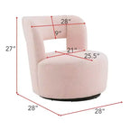 Poltrona girevole moderna Okak con rivestimento in tessuto bouclé, design curvo, morbida, rotonda, per soggiorno, camera da letto