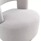 Poltrona girevole moderna Okak con rivestimento in tessuto bouclé, design curvo, morbida, rotonda, per soggiorno, camera da letto