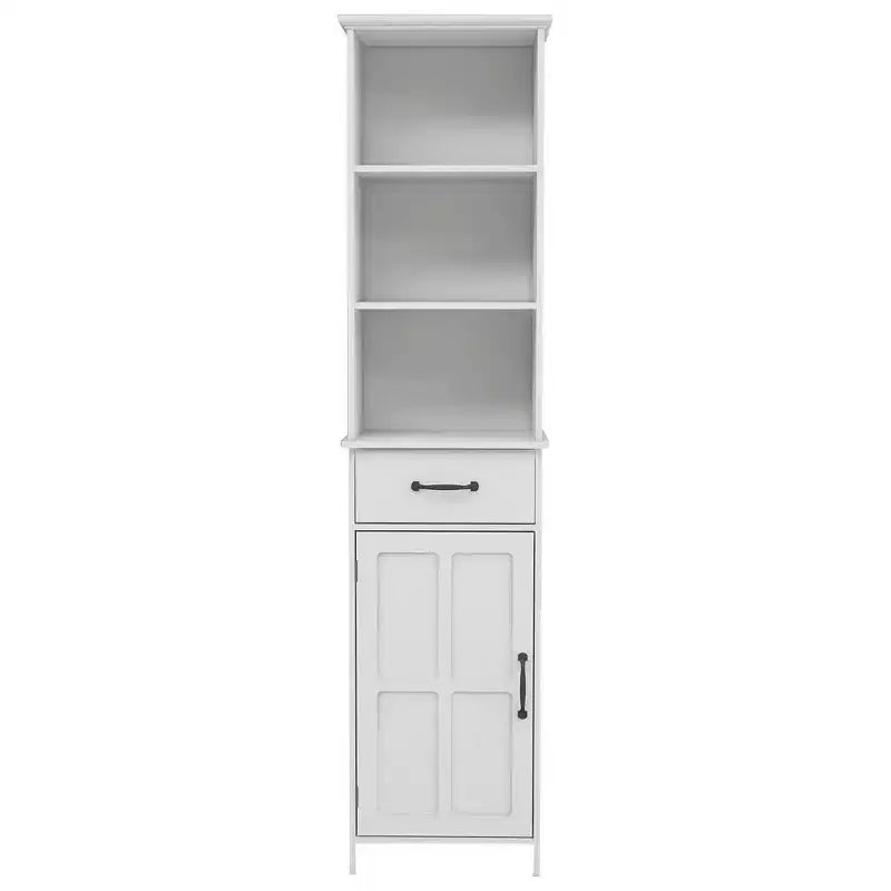 Armadietto da bagno alto 165 cm, mobiletto da pavimento in legno con cassetti e ripiano regolabile, organizer salvaspazio sottile autoportante per bagno soggiorno