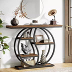 Lantine 47.24 Tavolo console, tavolo da divano industriale a 5 ripiani, tavolo d'ingresso con ripiani portaoggetti per piccoli spazi, corridoio, foyer