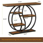 Lantine 47.24 Tavolo console, tavolo da divano industriale a 5 ripiani, tavolo d'ingresso con ripiani portaoggetti per piccoli spazi, corridoio, foyer