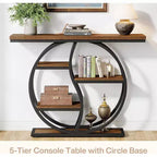 Lantine 47.24 Tavolo console, tavolo da divano industriale a 5 ripiani, tavolo d'ingresso con ripiani portaoggetti per piccoli spazi, corridoio, foyer